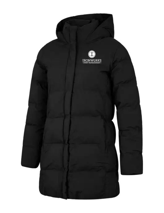 Mercer+Mettle Womens Deep Black Puffy Parka  w/Ironworks Asset Mgmt Logo