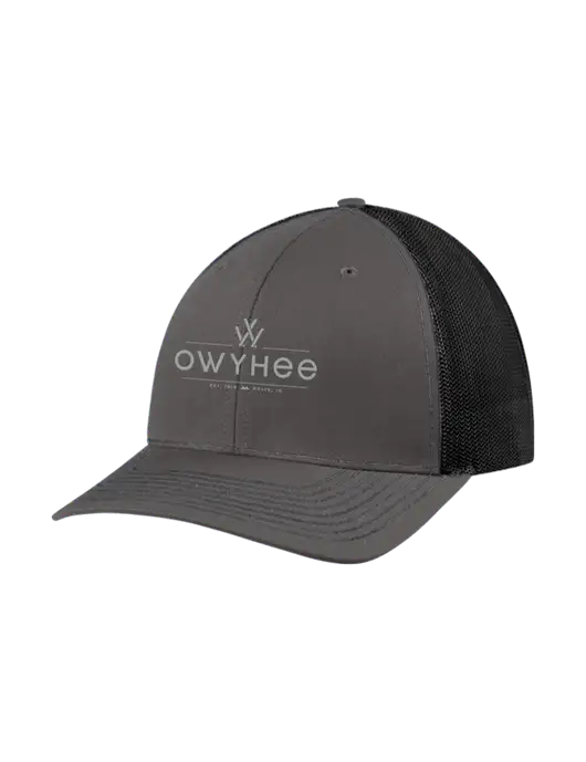 Richardson Adjustable Snapback Original 112 Trucker Cap Dark Grey w/Black Mesh w/The Owyhee Logo