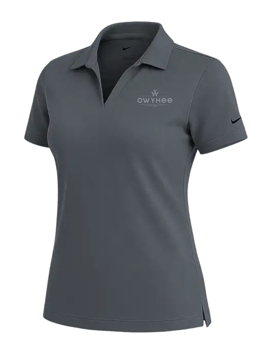 NIKE Dark Grey Womens Dri-Fit Micro Pique Polo w/The Owyhee Logo