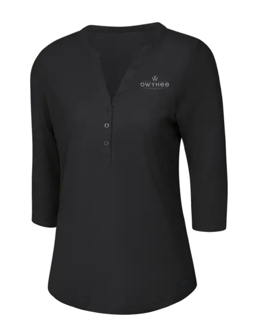 OGIO Blacktop Jewel Henley w/The Owyhee Logo