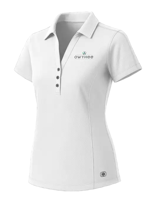 OGIO Womens White ONYX Polo w/The Owyhee Logo