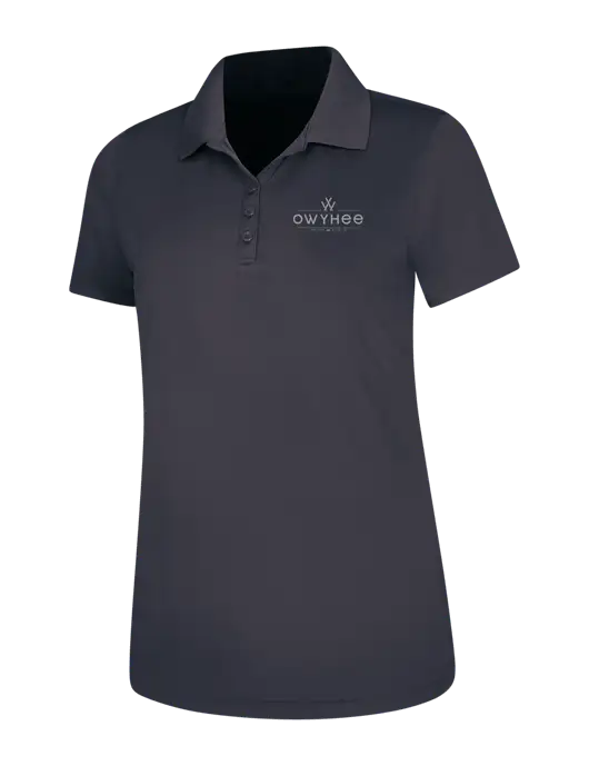 Dark Grey Womens Dry Zone UV Mesh Polo w/The Owyhee Logo