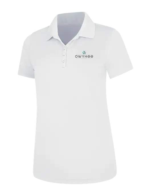 White Womens Dry Zone UV Mesh Polo w/The Owyhee Logo