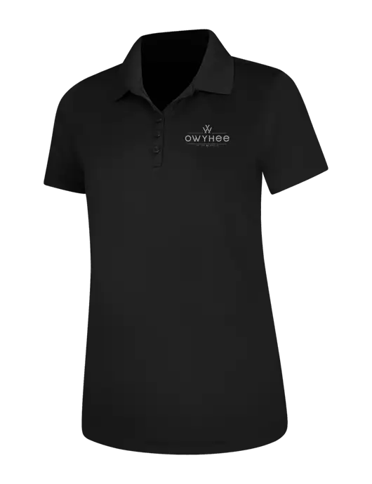 Black Womens Dry Zone UV Mesh Polo w/The Owyhee Logo