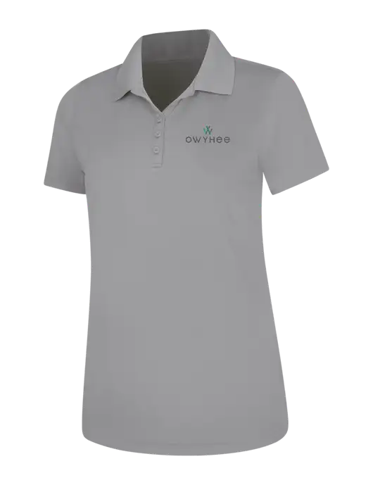 Light Grey Womens Dry Zone UV Mesh Polo w/The Owyhee Logo