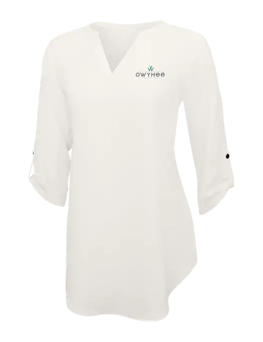 Ivory Womens 3/4 Sleeve Tunic Blouse w/The Owyhee Logo