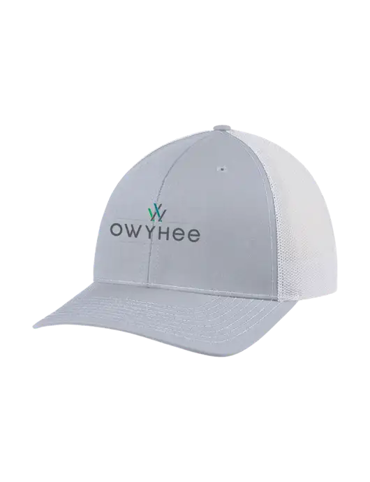 Richardson Adjustable Snapback Original 112 Trucker Cap Light Heather Grey w/White Mesh w/The Owyhee Logo