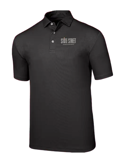 Callaway Birdseye Black Polo w/State Street Studio Apts Logo