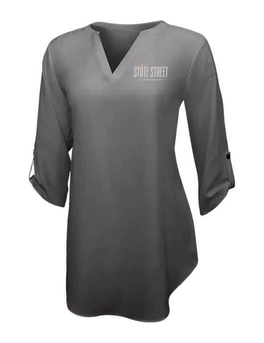Dark Grey Womens 3/4 Sleeve Tunic Blouse w/State Street Studio Apts Logo