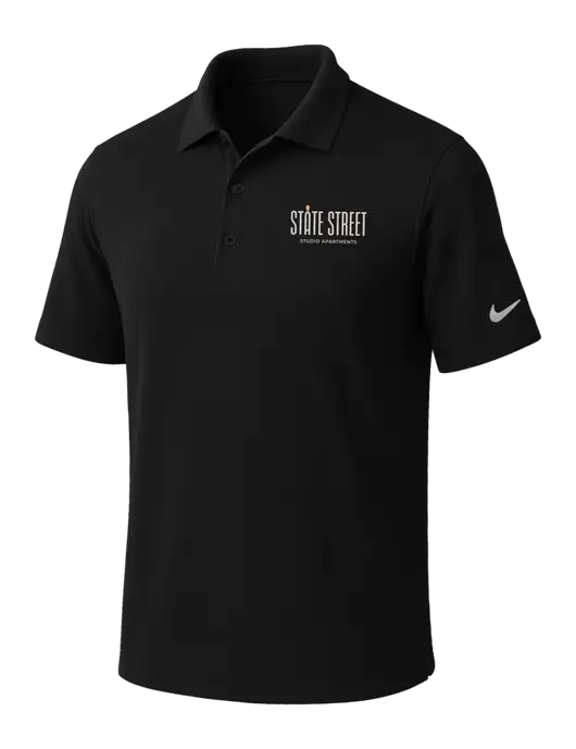 NIKE Black Dri-Fit Micro Pique Polo w/State Street Studio Apts Logo