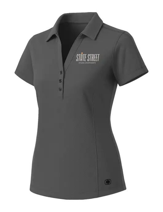 OGIO Womens Medium Grey ONYX Polo w/State Street Studio Apts Logo