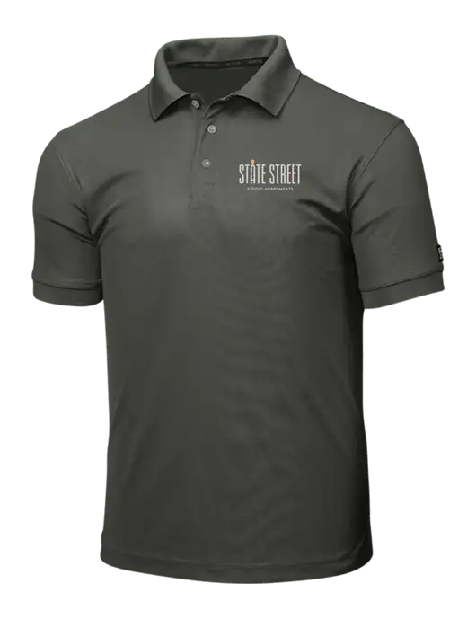 OGIO Medium Grey Caliber 2.0 Polo w/State Street Studio Apts Logo