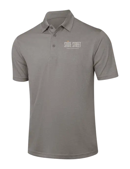 Medium Grey Heather Contender Polo w/State Street Studio Apts Logo