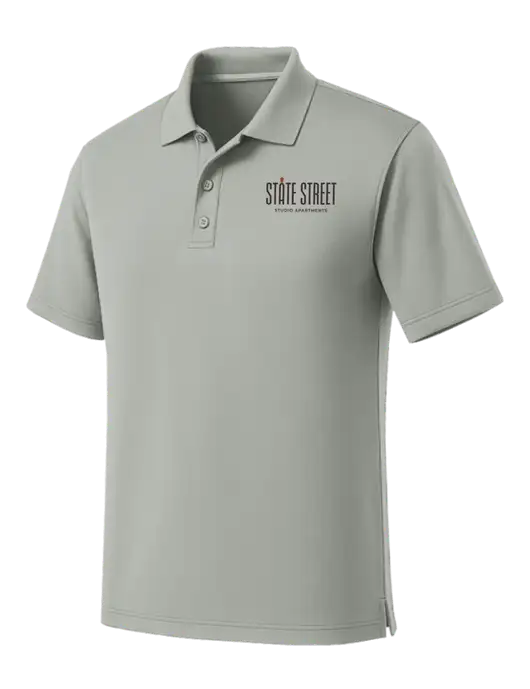 Light Grey Dry Zone UV Micro Mesh Polo w/State Street Studio Apts Logo