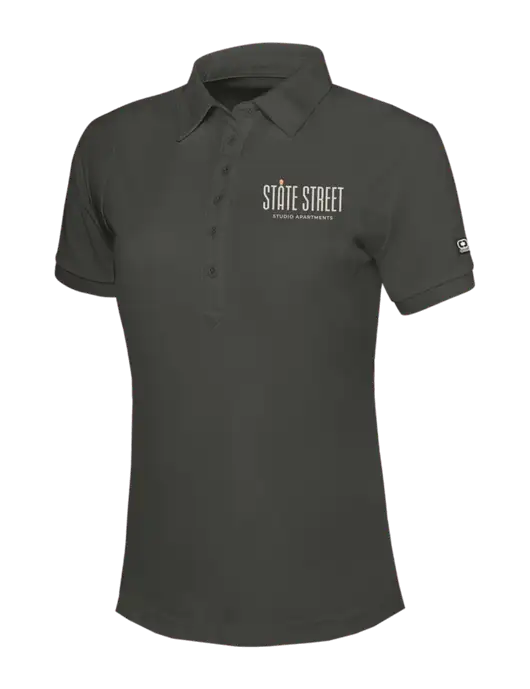 OGIO Womens Dark Grey Jewel Polo w/State Street Studio Apts Logo