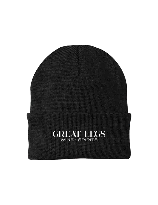 Black Knit Cap w/Great Legs Wine + Spirits Logo