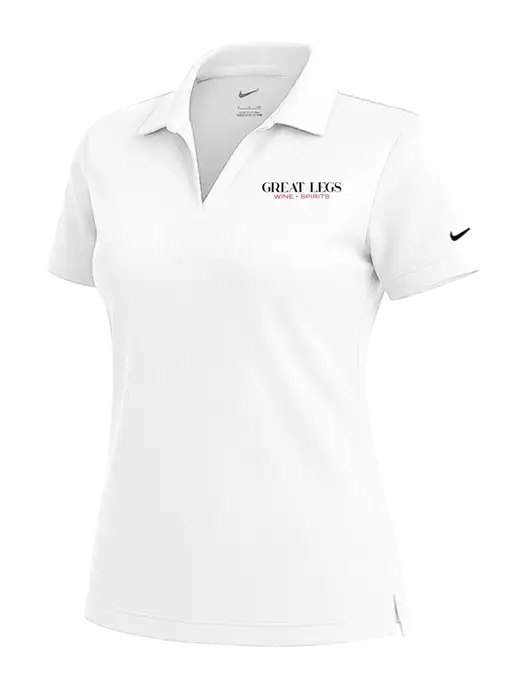 NIKE White Womens Dri-Fit Micro Pique Polo w/Great Legs Wine + Spirits Logo