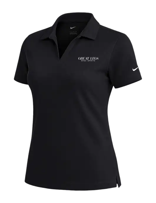 NIKE Black Womens Dri-Fit Micro Pique Polo w/Great Legs Wine + Spirits Logo