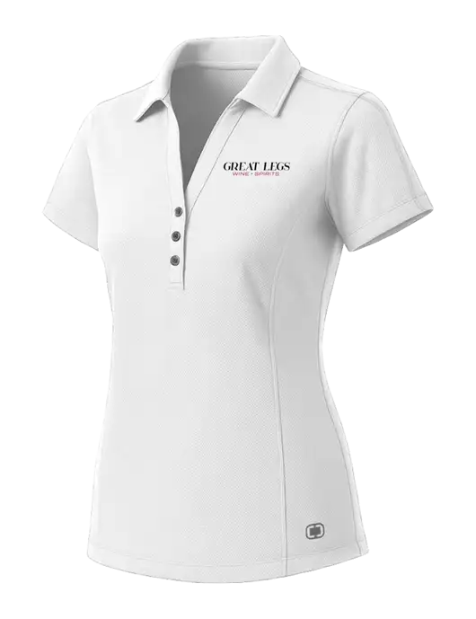 OGIO Womens White ONYX Polo w/Great Legs Wine + Spirits Logo