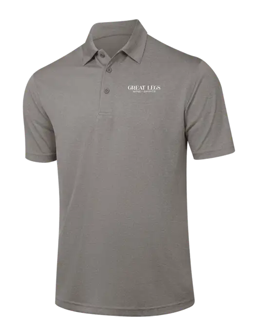 Medium Grey Heather Contender Polo w/Great Legs Wine + Spirits Logo