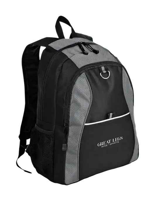 Honeycomb Grey/Black Backpack w/Great Legs Wine + Spirits Logo