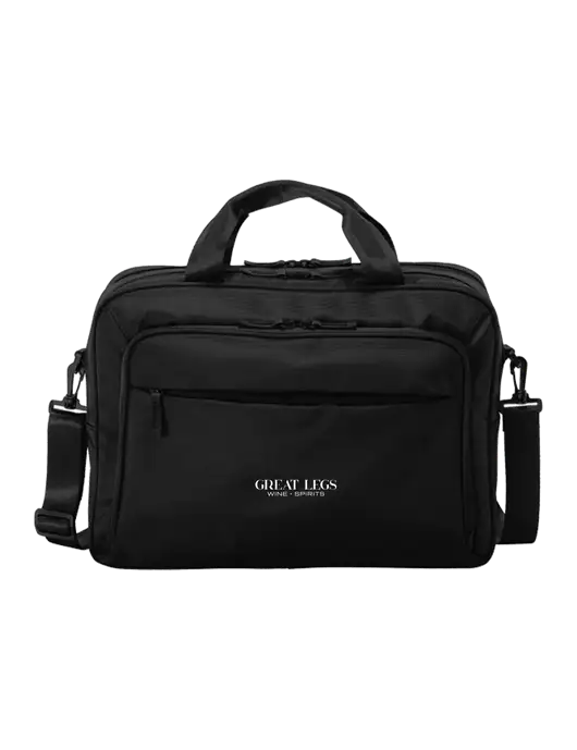 Travel Exec Black Laptop Briefcase w/Great Legs Wine + Spirits Logo