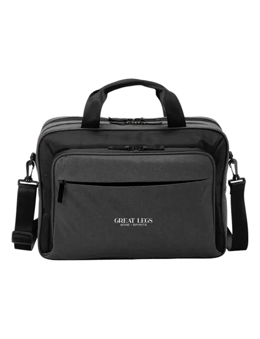 Travel Exec Graphite Heather/Black Laptop Briefcase w/Great Legs Wine + Spirits Logo