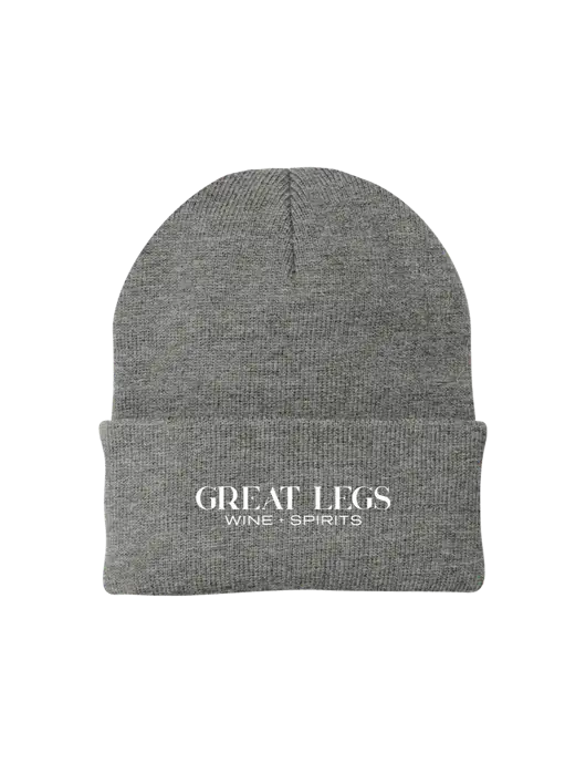 Medium Grey Heather Knit Cap w/Great Legs Wine + Spirits Logo