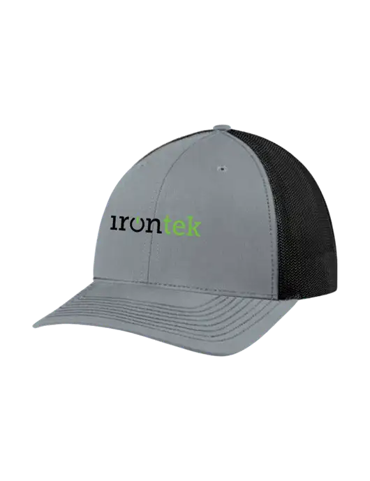 Richardson Adjustable Snapback Original 112 Trucker Cap Heather Grey w/Black Mesh w/Irontek Logo