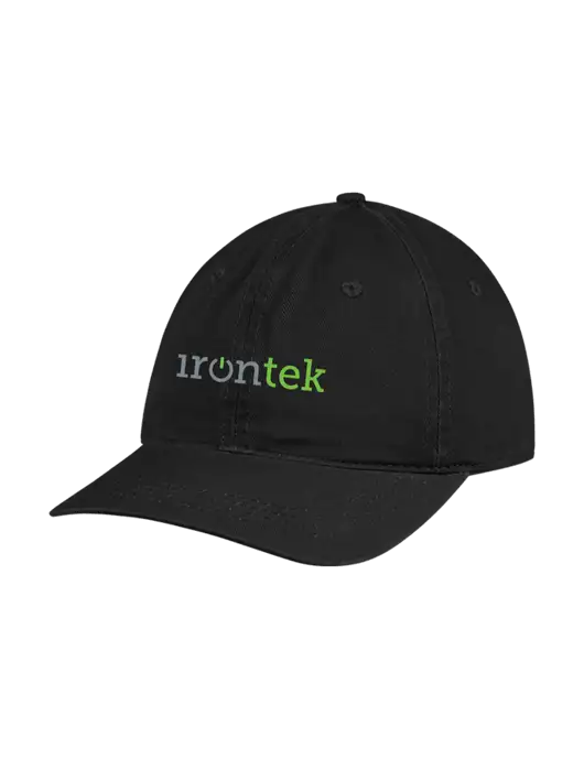 Garment Washed Unstructured Twill Black Cap w/Irontek Logo