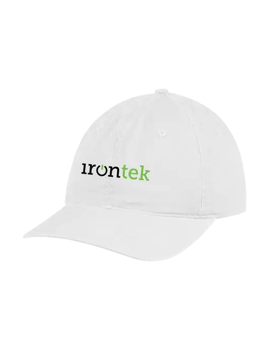 Garment Washed Unstructured Twill White Cap w/Irontek Logo