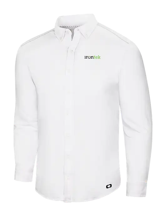 OGIO Bright White Modern Code Stretch Button-Up Shirt w/Irontek Logo