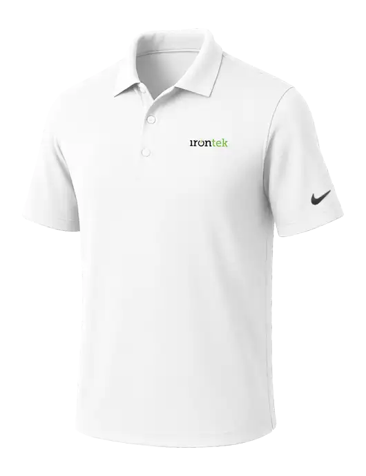 NIKE White Dri-Fit Micro Pique Polo w/Irontek Logo