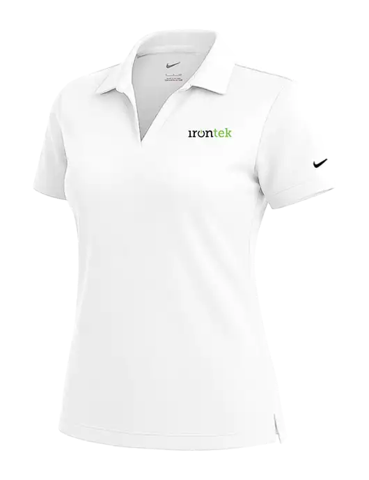 NIKE White Womens Dri-Fit Micro Pique Polo w/Irontek Logo