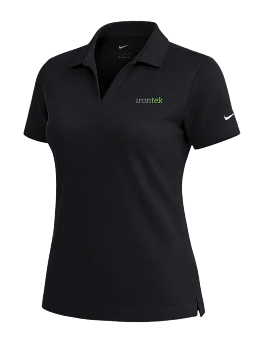 NIKE Black Womens Dri-Fit Micro Pique Polo w/Irontek Logo