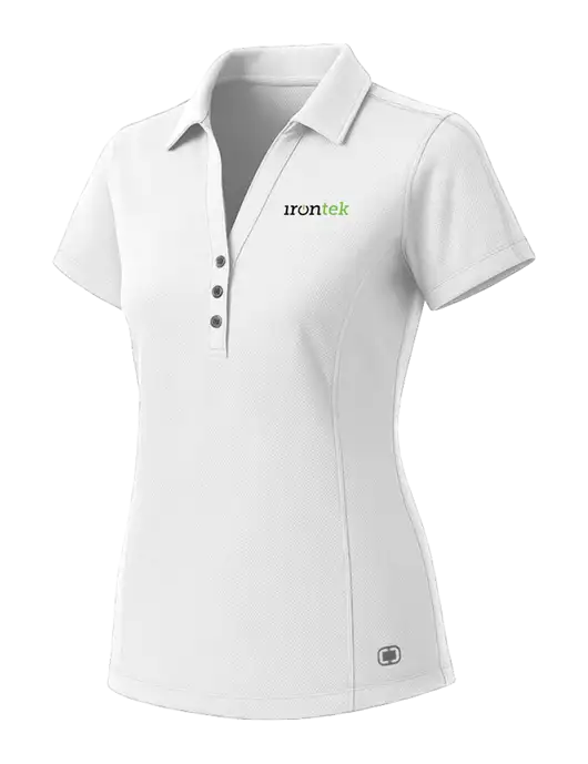 OGIO Womens White ONYX Polo w/Irontek Logo