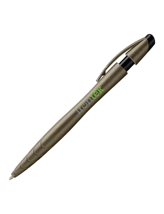 Awali Grey Metallic Pen - Black Ink w/Irontek Logo
