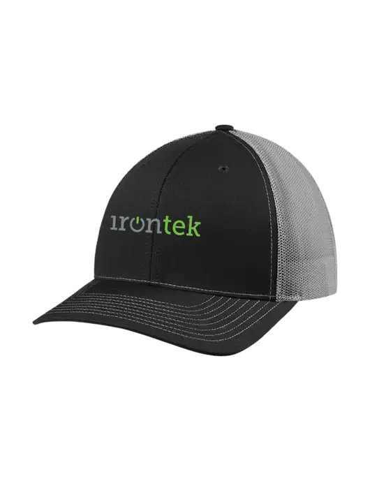 Richardson Adjustable Snapback Original 112 Trucker Cap Black w/Charcoal Mesh w/Irontek Logo