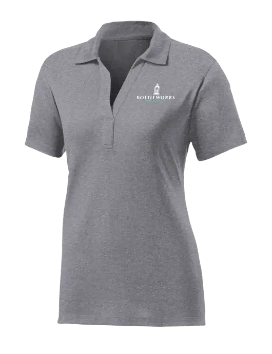 Womens Medium Grey Heather Contender Polo w/Bottleworks District Logo