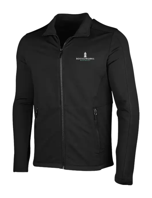 Deep Black Grid Fleece Jacket w/Bottleworks District Logo