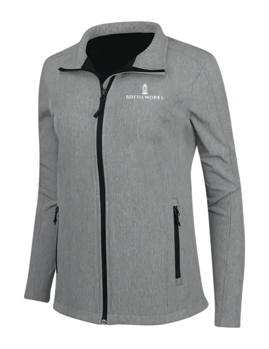 Medium Grey Heather Womens Core Soft Shell Jacket w/Bottleworks District Logo
