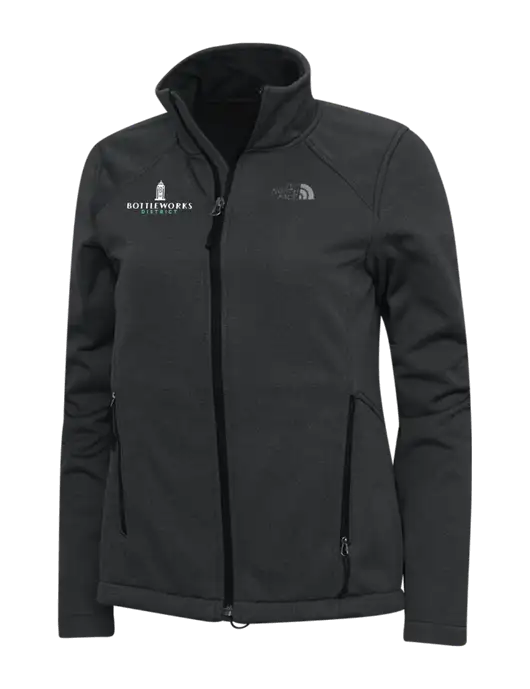 North Face Dark Grey Heather Womens Ridgewall Soft Shell Jacket w/Bottleworks District Logo