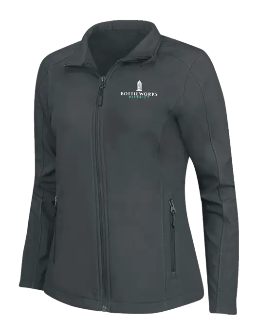 Charcoal Grey Womens Core Soft Shell Jacket w/Bottleworks District Logo