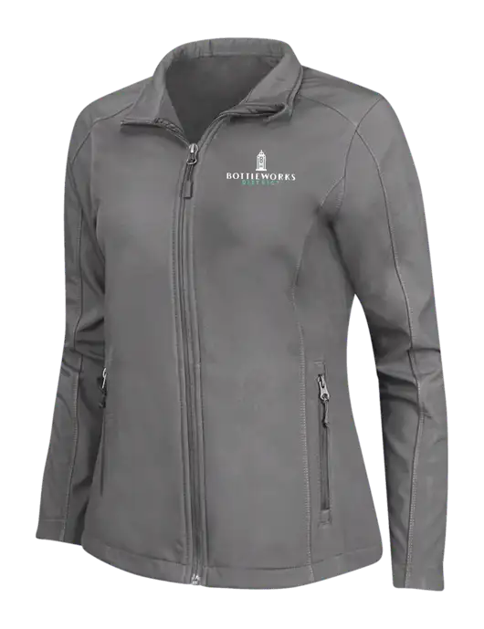 Medium Grey Womens Core Soft Shell Jacket w/Bottleworks District Logo