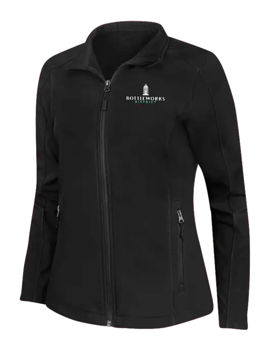 Black Womens Core Soft Shell Jacket w/Bottleworks District Logo