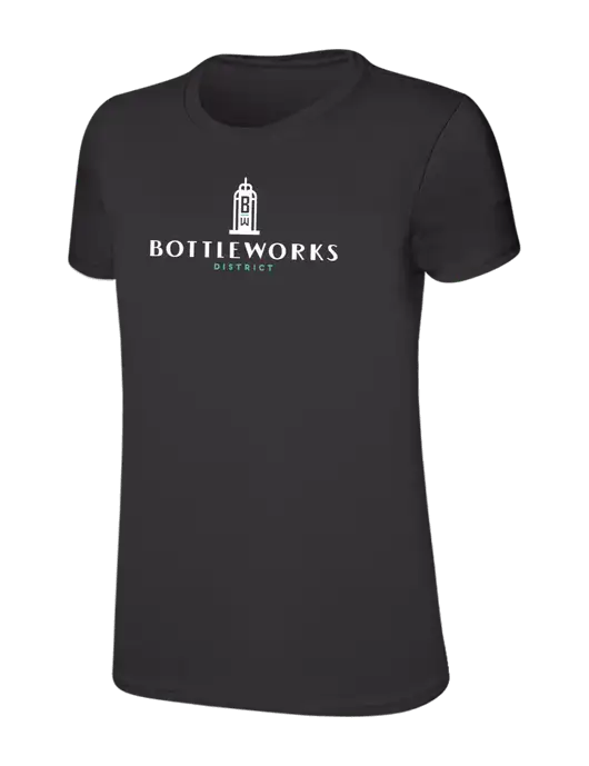 Womens Ring Spun Charcoal 4.5 oz T-Shirt w/Bottleworks District Logo