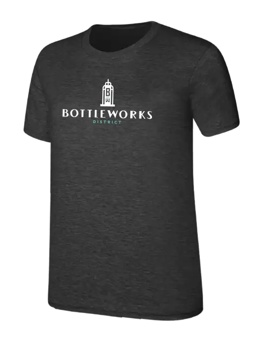 Womens Ring Spun Dark Heather Grey 4.5 oz T-Shirt w/Bottleworks District Logo