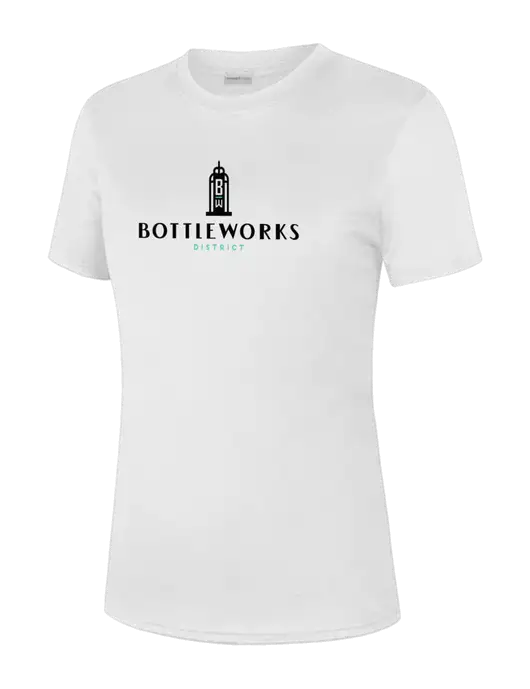  Womens White PosiCharge Competitor Tee w/Bottleworks District Logo