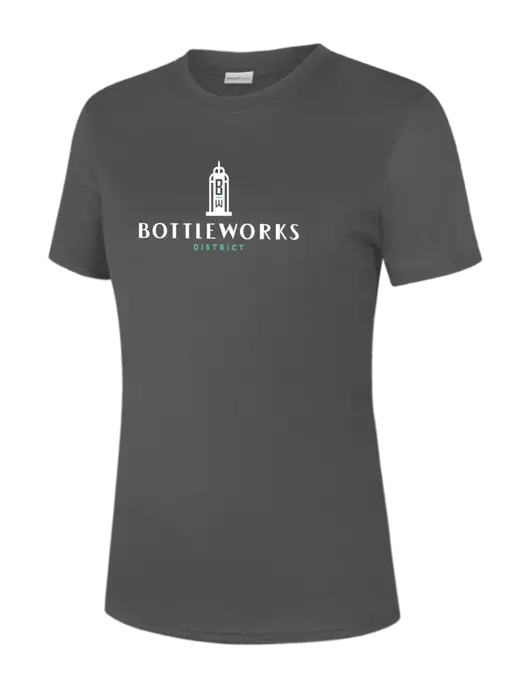 Womens Dark Grey PosiCharge Competitor Tee w/Bottleworks District Logo