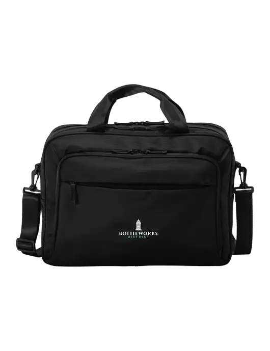 Travel Exec Black Laptop Briefcase w/Bottleworks District Logo